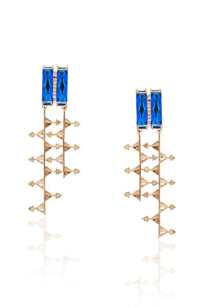 Esme Blue baguette Swarovski crystal danglers ESMMAR25D219239