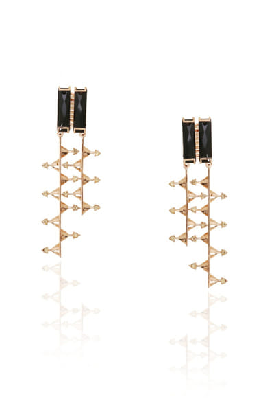 Esme Black baguette Swarovski crystal danglers ESMMAR25D219240