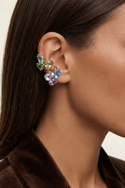 Esme Multicoloured Swarovski crystal ear cuffs ESMEJUL26D149765