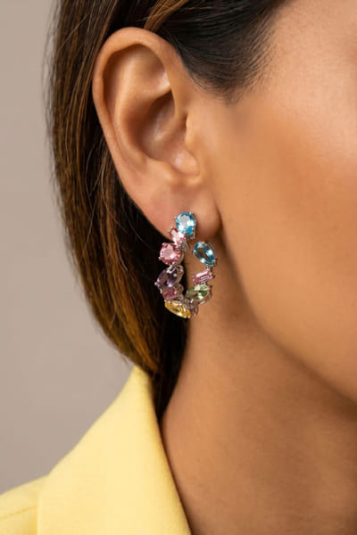 Esme Multicolour Swarovski crystal hoop earrings ESMEJUL26D149769