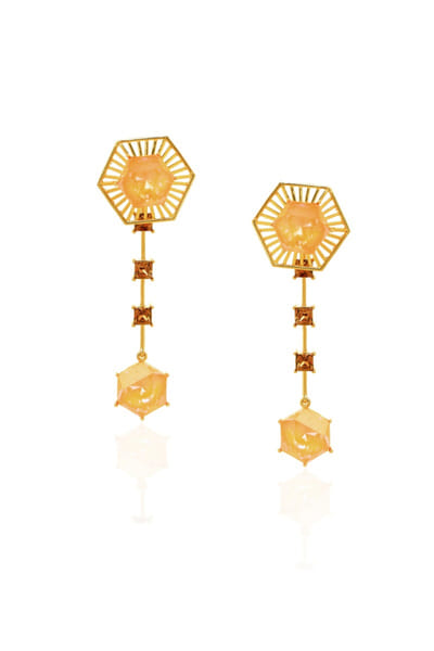 Esme Peach Swarovski hexagon detachable danglers ESMMAR25D320791