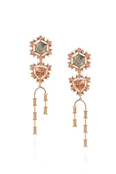 Gold and grey Swarovski detachable danglers