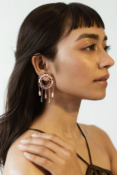 Rose Swarovski crystal dangler earrings