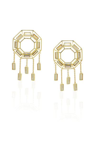 Esme Gold Swarovski crystal dangler earrings ESMMAR25D320799