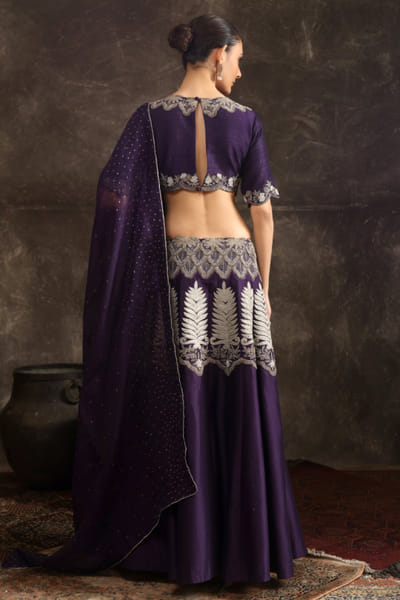 Ekru Purple embroidered lehenga set EKRUJUL26D150373