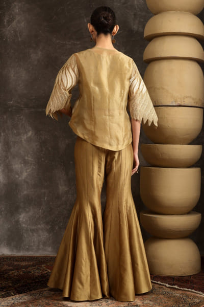 Ekru Beige embroidered co-ord set EKRUJUL26D150360