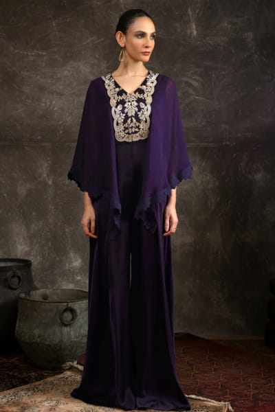 Ekru Purple embroidered jumpsuit EKRUJUL26D150365
