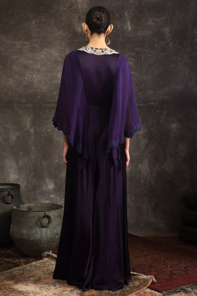 Ekru Purple embroidered jumpsuit EKRUJUL26D150365