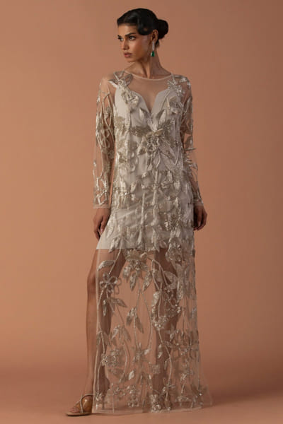 Iris floral embellished gown