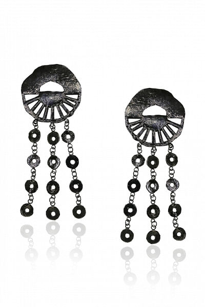 Charcoal black tassel earrings