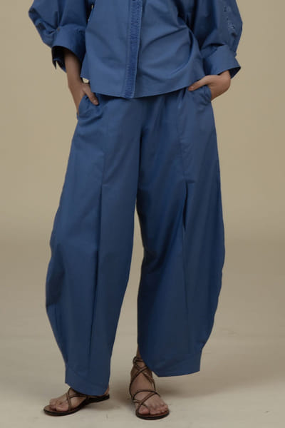 Blue barrel pants