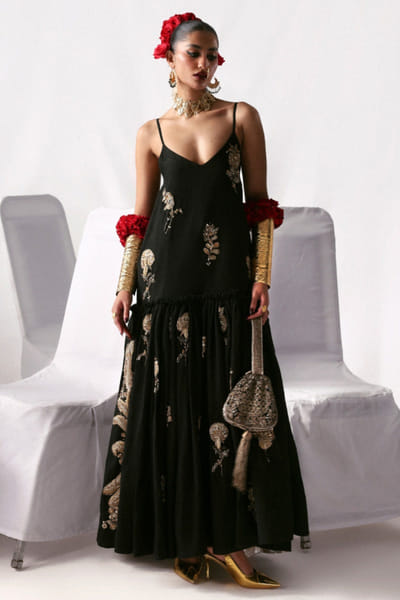 Hussain Rehar Black hand embellished dress HUSSMAY26D244479