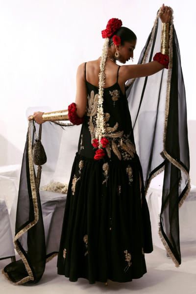Hussain Rehar Black hand embellished dress HUSSMAY26D244479