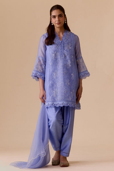 Blue embroidered kurta set