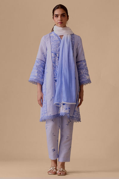 Blue floral printed kurta set