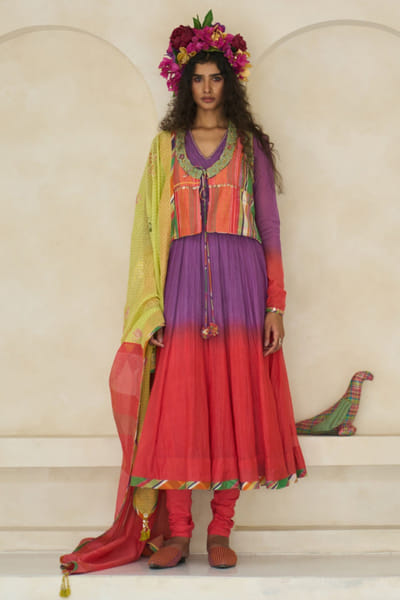 Lime green printed chanderi dupatta