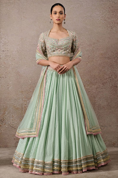Sage floral embroidered lehenga set