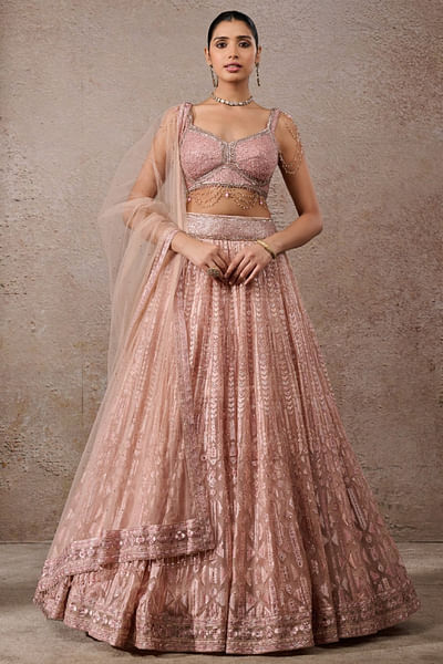 Blush floral embroidered lehenga set