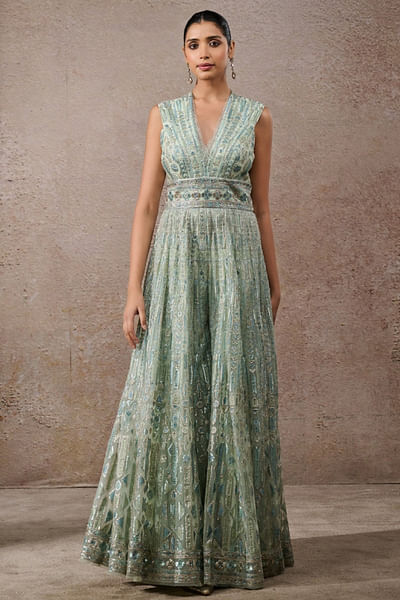 Mint embroidered jumpsuit