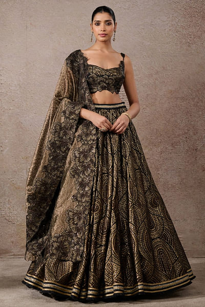 Black sequin embroidered lehenga set