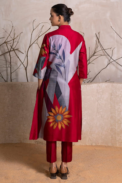 Haute Mess Red printed front open tunic dress HAUTJUN26D147705