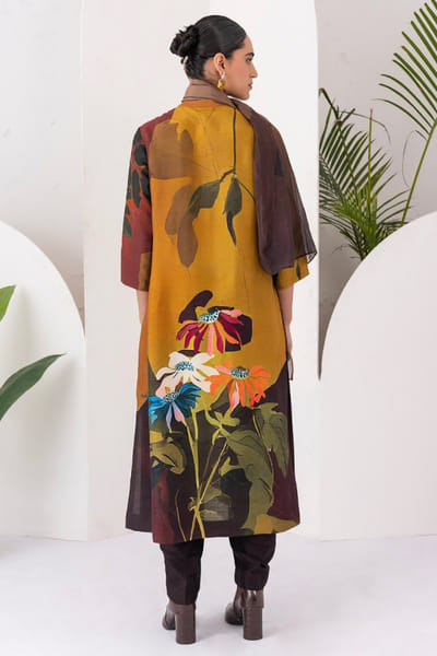 Haute Mess Mustard and brown printed tunic HAUTJUN26D147693