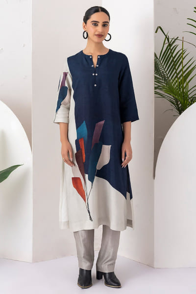 Haute Mess Blue and ivory printed tunic HAUTJUN26D147702