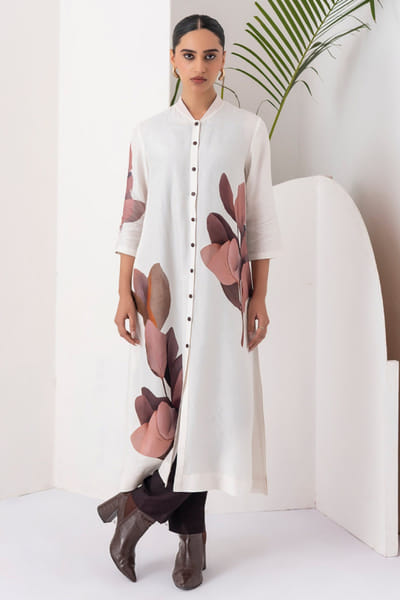 Haute Mess Ivory printed tunic dress HAUTJUN26D147695