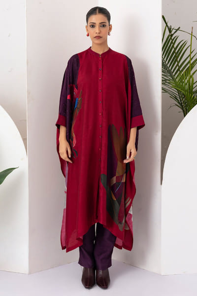 Haute Mess Red printed kaftan tunic HAUTJUN26D147696