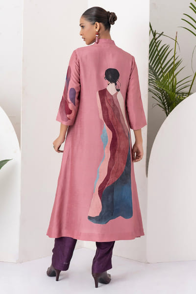Haute Mess Salmon pink printed tunic dress HAUTJUN26D147694
