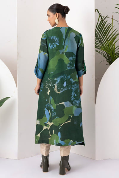 Haute Mess Green and blue printed tunic dress HAUTJUN26D147699