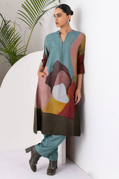 Haute Mess Sage green printed tunic HAUTJUN26D147697