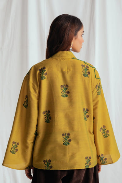 Jodi Yellow floral cord embroidered shirt JODIJUN26D147976