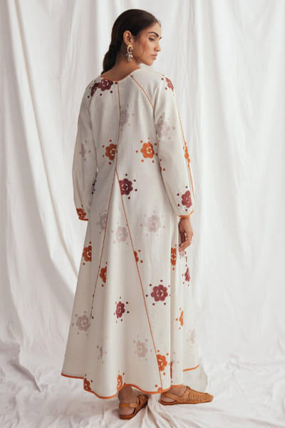 Jodi White floral hand-block printed dress JODIJUN26D147986