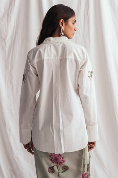 Jodi White horse embroidered cotton poplin shirt JODIJUN26D147988