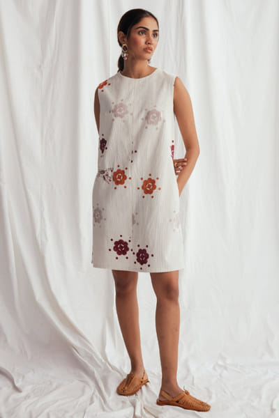 Jodi White print embroidered shift dress JODIJUN26D147991