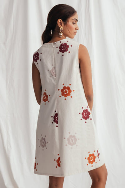 Jodi White print embroidered shift dress JODIJUN26D147991