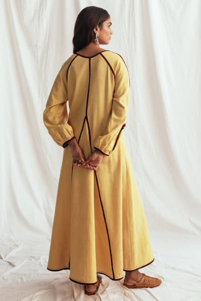 Jodi Yellow floral appliqué dress JODIJUN26D147993