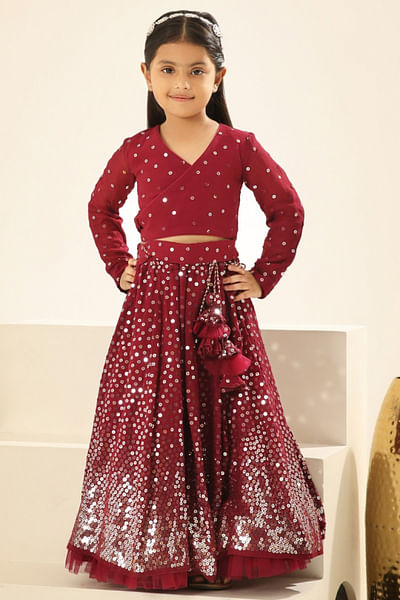 Maroon embroidered lehenga set