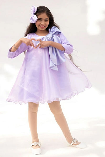 Lilac bow embellished dress