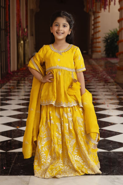 Yellow embroidered lehenga set