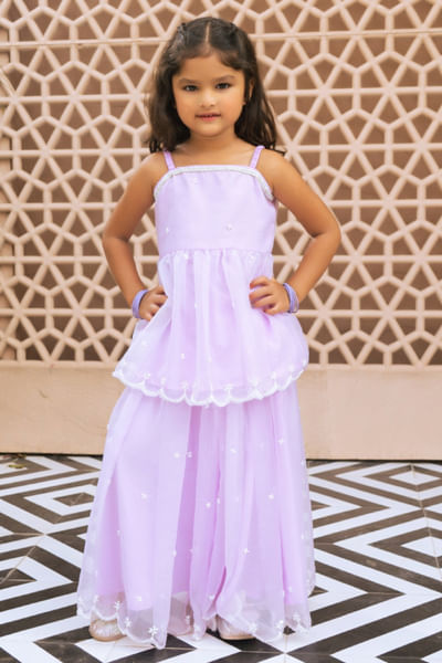 Lilac embroidered kurta set