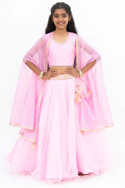 Pink organza lehenga set