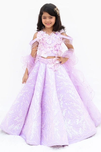 Lilac embroidered lehenga set