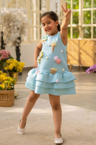 Blue ice cream motif dress