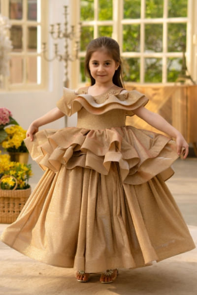 Golden layered gown