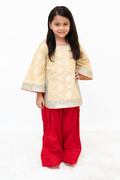 Golden brocade kurta set