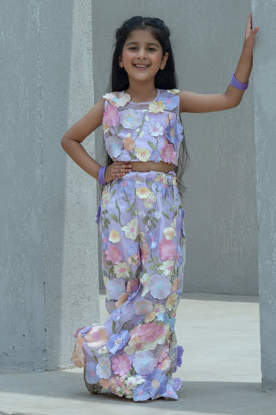 Lilac 3D embroidered palazzo set