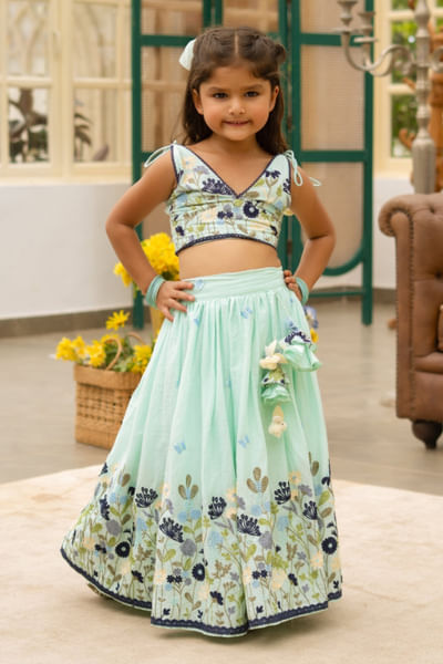 Blue embroidered lehenga set