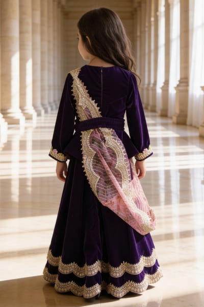 Fayon Kids by Preeti Jatia Purple embroidered lehenga set FAYOAPR26D143166